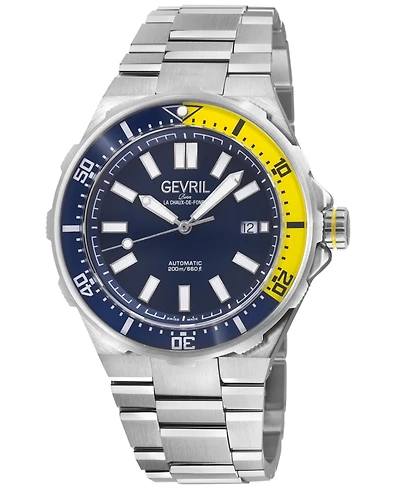Gevril Men's Swiss Made Ticonic Swiss Automatic Silver Stainless Steel Bracelet Watch