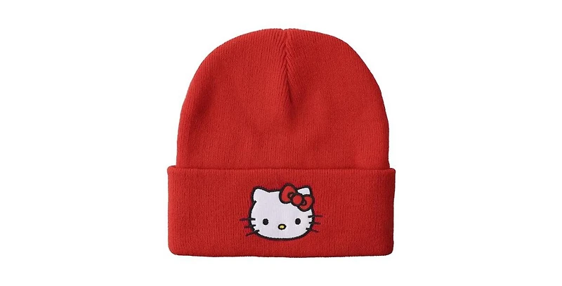 Hello Kitty Embroidered Character Face Cuff Beanie