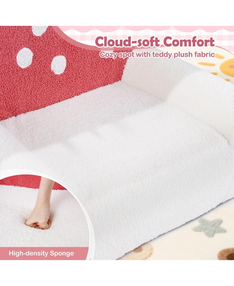 Sugift Kids Foam Couch with Soft Teddy Fleece Cover and Carry Handle