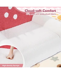 Sugift Kids Foam Couch with Soft Teddy Fleece Cover and Carry Handle
