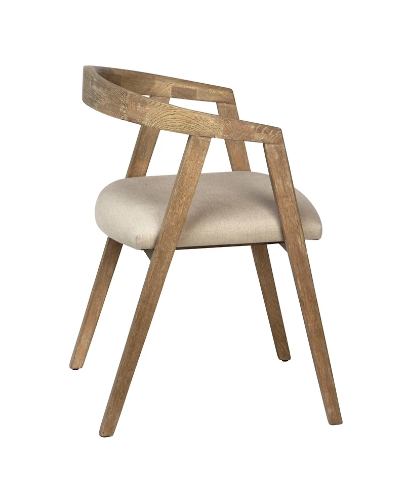 Dovetail Furniture Jalen Oak Wood Dining Chair with Linen Upholstered Seat