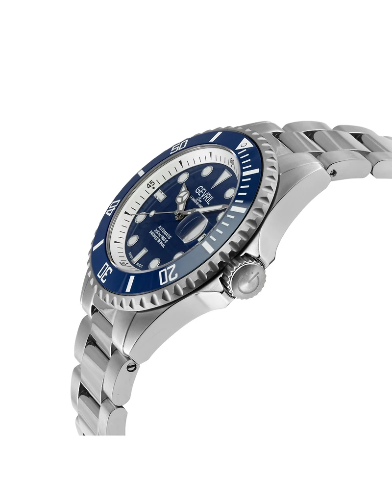 Gevril Men's Swiss Made Wall Street Swiss Automatic Silver Stainless Steel Bracelet Watch
