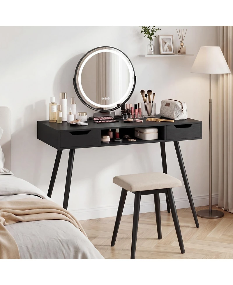 Costway Computer Desk with Drawers, Open Storage Compartment