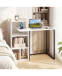 Sugift 43.5 inches Computer Desk with Charging Station and Ergonomic Monitor Stand