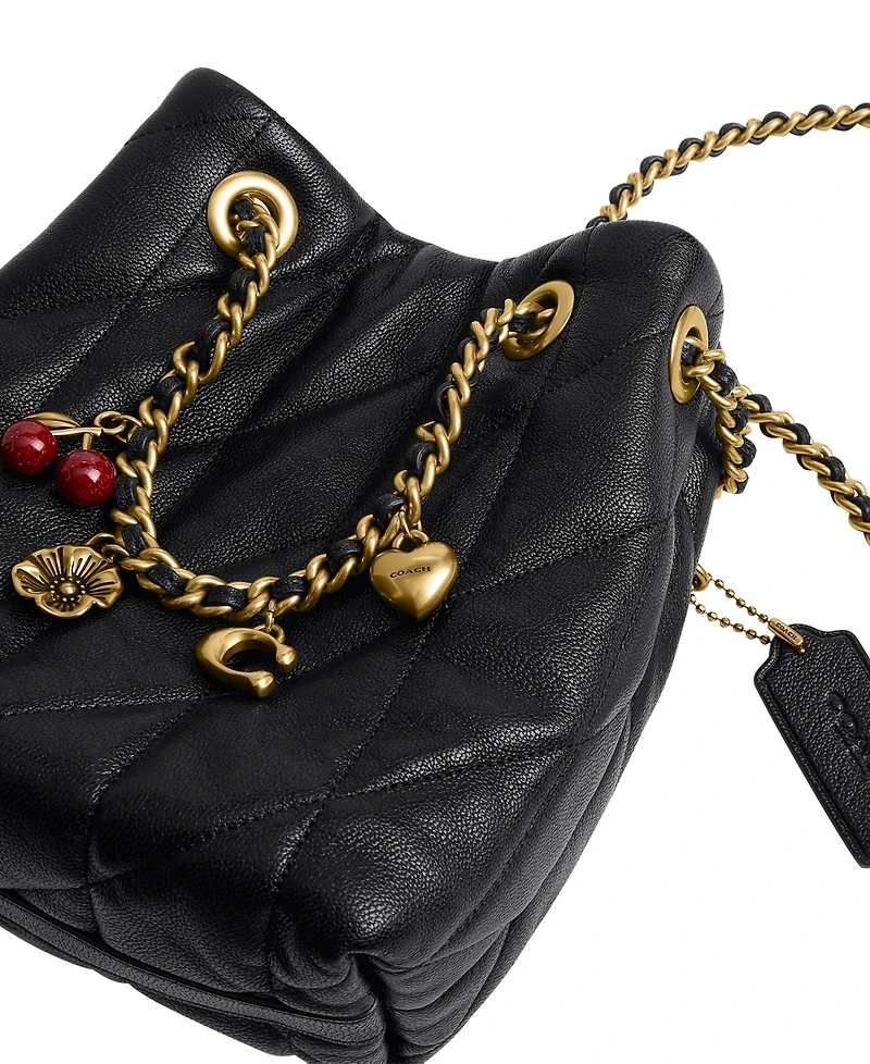 Coach Quilted Leather Jade Drawstring Mini Crossbody Handbag
