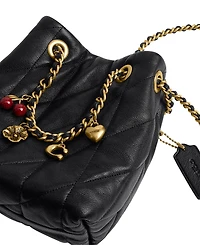Coach Quilted Leather Jade Drawstring Mini Crossbody Handbag