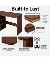 homfan L Shaped Desk with Storage Shelves, Reversible Small Corner Desk for Small Spaces, Compact Home Office Desk for Writing, Study, Gaming