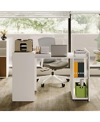 homfan Folding Computer Desk with Storage Shelves, Extendable Table with Drop-Leaf for Small Spaces, Home Office, Gaming, Bedroom