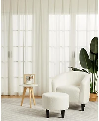 homfan Boucle Barrel Accent Chair with Ottoman