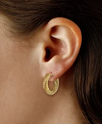Macy's Sculptured Spiral Cable Twist Hoop Earrings in 14k Yellow Gold