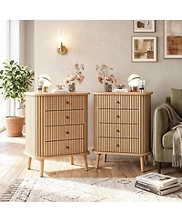 homfan Boho Nightstands, Wooden Construction with Matte Handles and Wood Feet, Water-Resistant Surface for Bedroom, Hallway and Kitchen