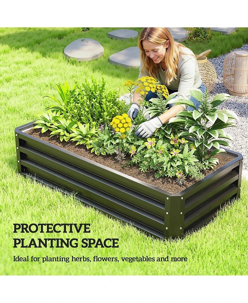 4' x 2' Raised Steel Garden Planter Bed for Vegetables, Herbs,, Grey