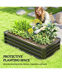 4' x 2' Raised Steel Garden Planter Bed for Vegetables, Herbs,, Grey
