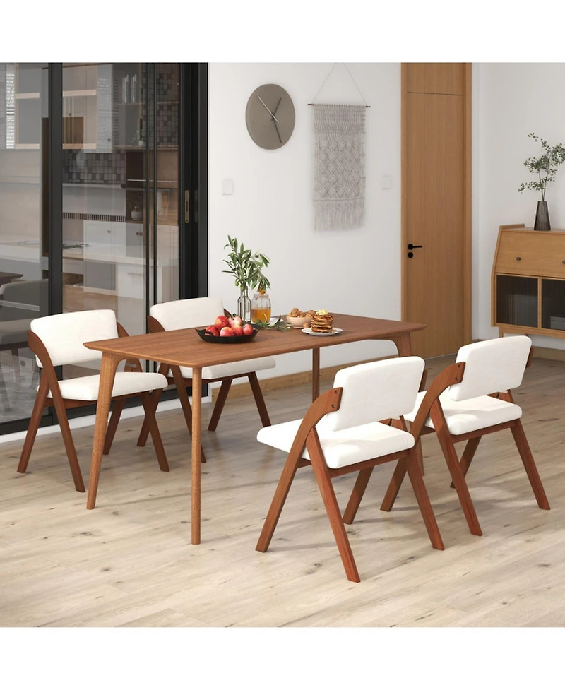 Sugift Folding Kitchen Dining Chairs Set of 4 with Rubber Wood Legs