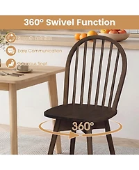Sugift Swivel Windsor Dining Chairs Set of 4 with Rubber Wood Frame