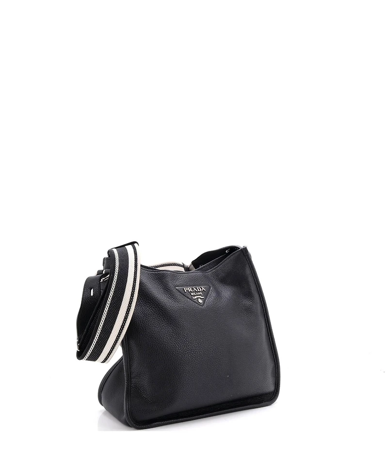 Pre-Owned Prada Medium Logo Strap Hobo Leather
