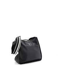 Pre-Owned Prada Medium Logo Strap Hobo Leather
