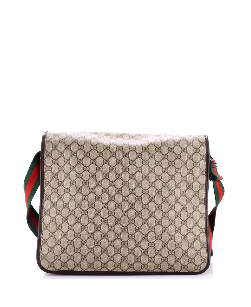Pre-Owned Gucci Large Web Strap Messenger Bag Gg Coated Canvas
