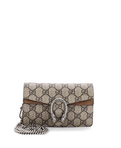 Pre-Owned Gucci Super Mini Dionysus Bag Gg Coated Canvas