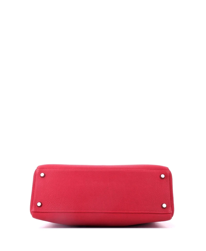 Pre-Owned Hermes Kelly Handbag Red Togo with Palladium Hardware