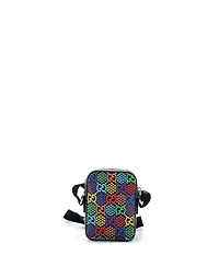 Pre-Owned Gucci Mini Front Zip Messenger Bag Psychedelic Print Gg Coated Canvas