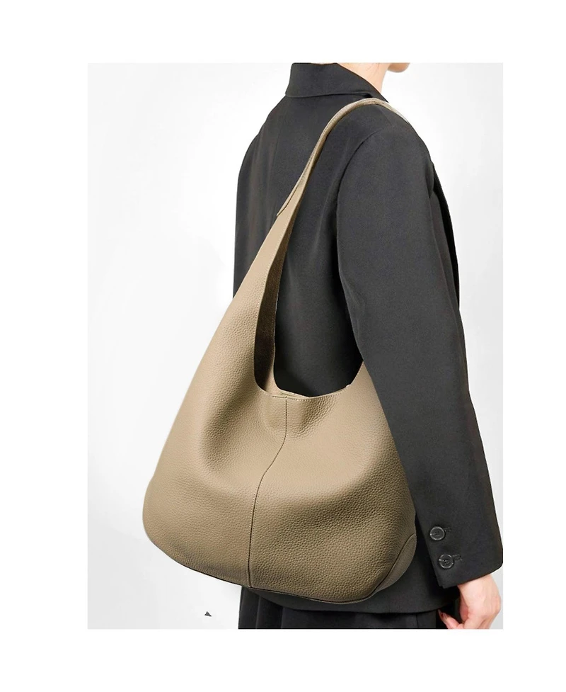 Susu Arc Leather Crescent Hobo Bag Soft Pebbled Shoulder Casual Slouchy Handbag