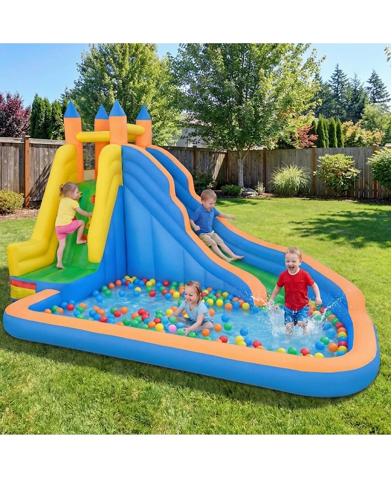 Sugift 3-in-1 Inflatable Water Slide with Climbing Wall, 157.5"L x 121.5"W x 96.5"H, Ages 3-10