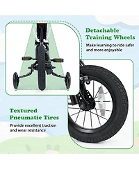 Sugift 12" Kids Bike Motorcycle-Inspired with Detachable Training Wheels, Ages 3-4