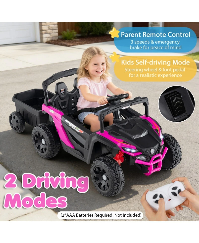 Sugift 12V Battery Powered Ride On Tractor With Parent Remote Control