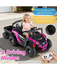 Sugift 12V Battery Powered Ride On Tractor With Parent Remote Control