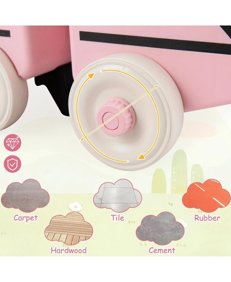 Sugift 4-in-1 Ride On Push Car With Music and Storage, Ages 1.5-5