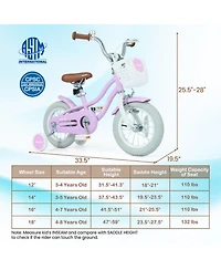 Sugift 12" Adjustable Dual-Brake Kids' Bike with Basket, Ages 3-8