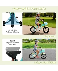 Sugift 12"/14"/16" Detachable Training Wheels Adjustable Kids' Bike, Ages 3+