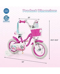Sugift 12-Inch Adjustable Training Wheels Mermaid-Themed Kids Bike, Ages 3-8