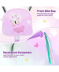 Sugift 12 in. Girls' Bike with Removable Training Wheels and Front Bag, Ages 3–4
