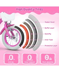 Sugift 14-Inch Adjustable Girls Bike with Dual Brake System and Training Wheels, Ages 3-5