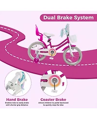 Sugift Kids 16" Bike with Training Wheels and Dual Brake System, Ages 3-7