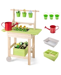 Sugift Wooden Garden Mud Kitchen 7-Piece Playset, Ages 3+