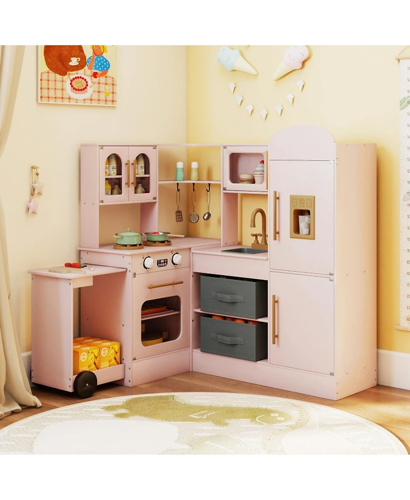 Sugift Light-Up Stove and Sounds Corner Play Kitchen, Ages 3+