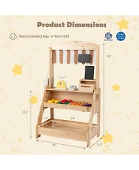 Sugift 2-in-1 Wooden Mud Kitchen and Market Stand 25-Piece Playset, Ages 3+