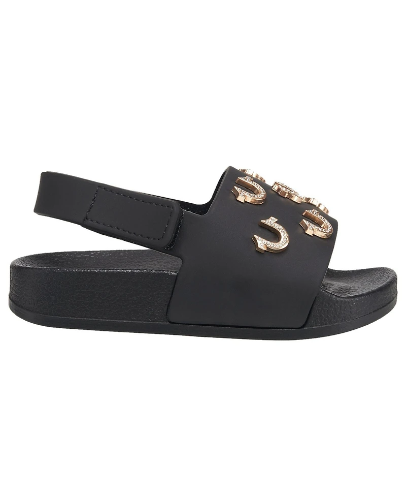 True Religion Toddler Girls 5-10 Kash Bling Horseshoe Logo Slide