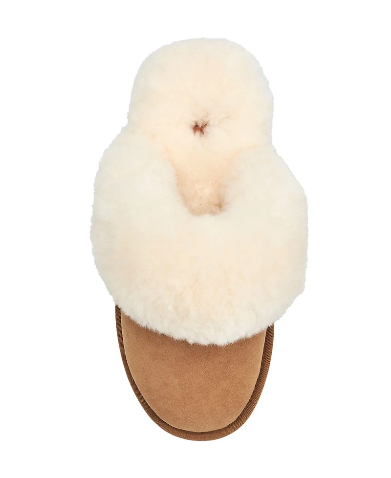 French Connection Women's Genuine Sheepskin Fur Band Slipper - Sand L