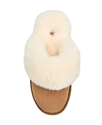 French Connection Women's Genuine Sheepskin Fur Band Slipper - Sand L
