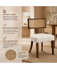 homfan Dining Chairs Set of 4 Mid Century Upholstered Linen Fabric Armless Kitchen Chairs with Wood Legs Ergonomic Comfort for Dining Room Living Room
