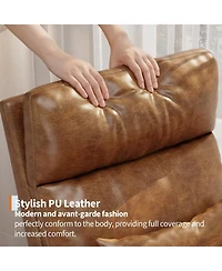 homfan Pu Leather Rocking Chair Modern Nursery Glider Chair with Side Pockets, Pillow Extendable Footrest Upholstered Rocker for Living Room Bedroom