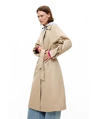 Desigual Women's Double-Breasted Long Unlined Cotton-Blend Trench Coat