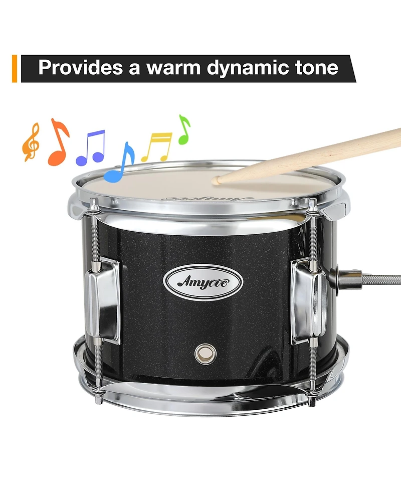 homfan 3-Piece Junior Drum Set for Kids - Complete Percussion Kit with Bass Drum, Tom, Snare, Cymbal, Drumsticks, Pedal and Adjustable Stool