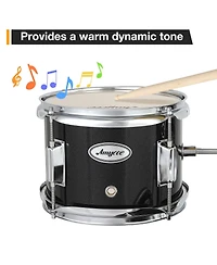 homfan 3-Piece Junior Drum Set for Kids - Complete Percussion Kit with Bass Drum, Tom, Snare, Cymbal, Drumsticks, Pedal and Adjustable Stool