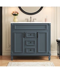 Busdays 36 Inch Bathroom Vanity with Top Sink Modern Storage Cabinet with 2 Soft Closing Doors Single Sink