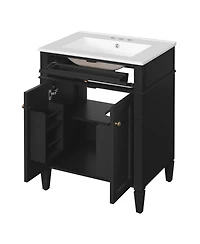 Busdays 24 Inch Bathroom Vanity with 2 Doors and Tip Out Drawer Storage Cabinet with Sink Soft Closing Doors with Organizers